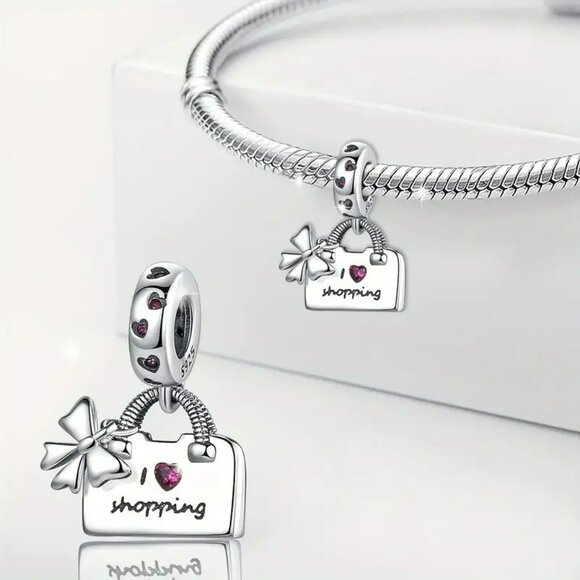 Shopping Bag Charm With Bow & Heart Accents (SKU # 3052) - Picture 3 of 6